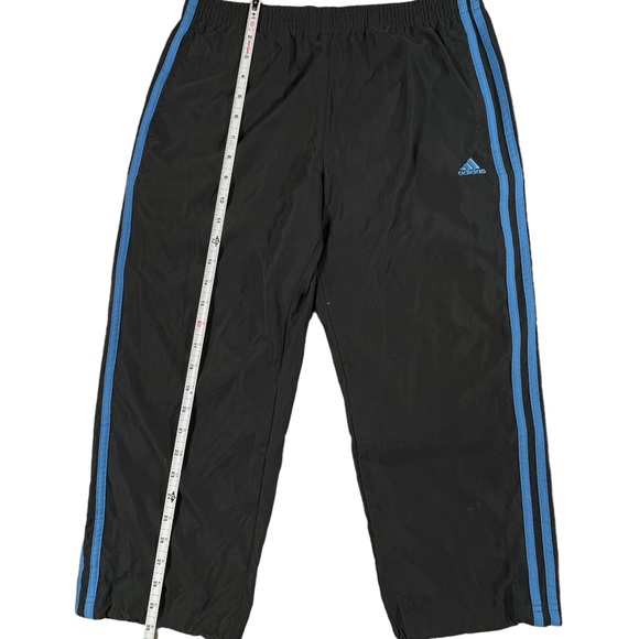 Adidas size small dark grey with blue stripes Capri pants elastic waist & ankles - Picture 13 of 15